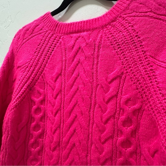 Maeve Anthropologie Layered Cable Knit Hot Pink Sweater Women's Medium - Picture 7 of 12